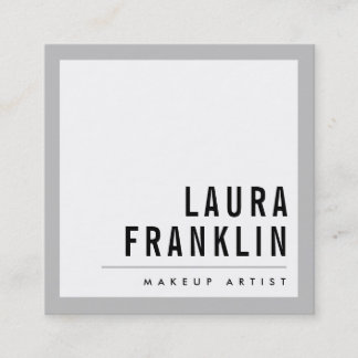 MODERN MINIMAL bold name pale silver gray black Square Business Card