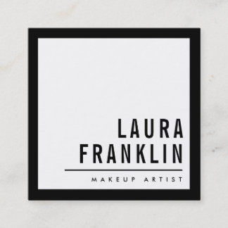 MODERN MINIMAL bold name simple plain black Square Business Card