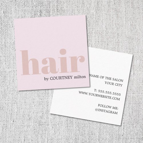 Modern Minimal Bold Pale Rose Hair Salon Square Business Card