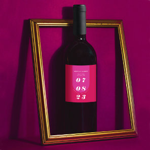 Modern Minimal Bold Pink Retro Arch Bold Wine Label