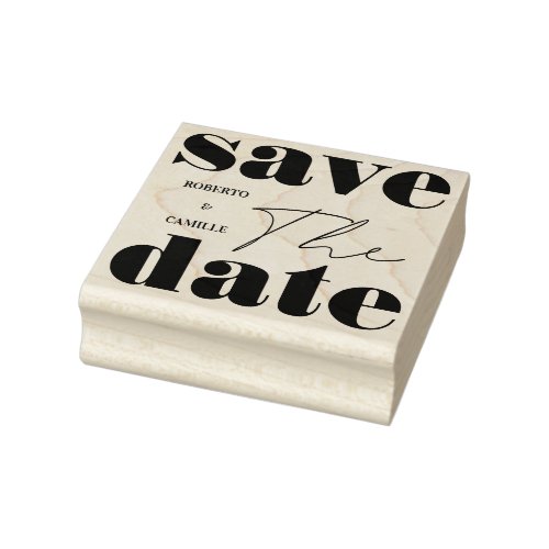 Modern Minimal Bold Print Wedding Save The Date Rubber Stamp