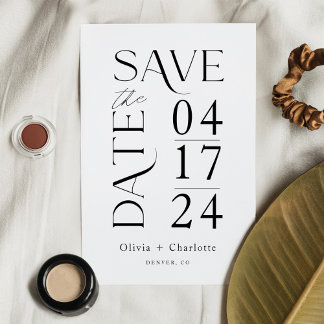 Modern Minimal Bold Save the Date Typographic