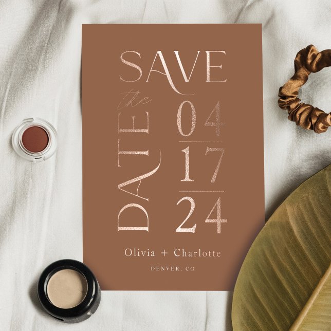 Modern Minimal Bold Save the Date Typographic Foil Invitation (Modern Minimal Bold Save the Date Typographic Foil Invitation)