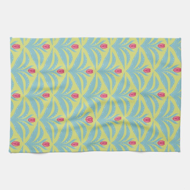 Modern minimal bold tulip pattern kitchen towel (Horizontal)