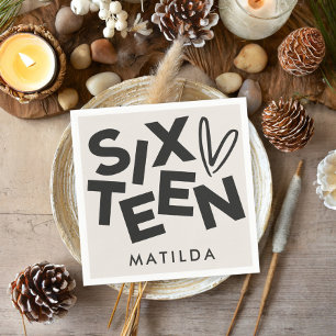 Modern minimal bold typography 16th birthday napkins