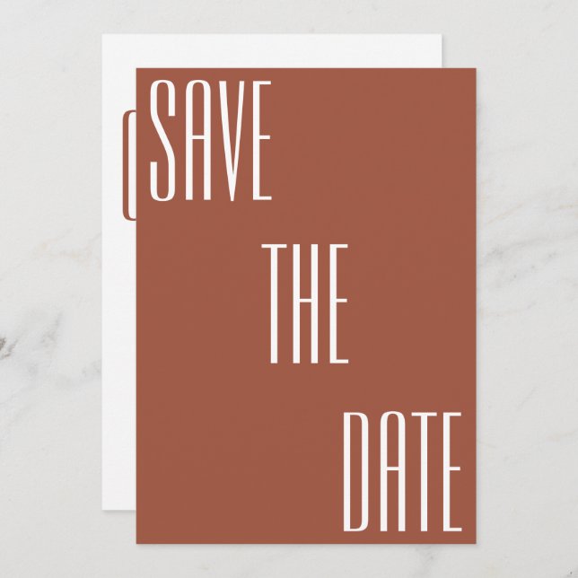 Modern Minimal Bold Typography Terracotta Wedding Save The Date (Front/Back)