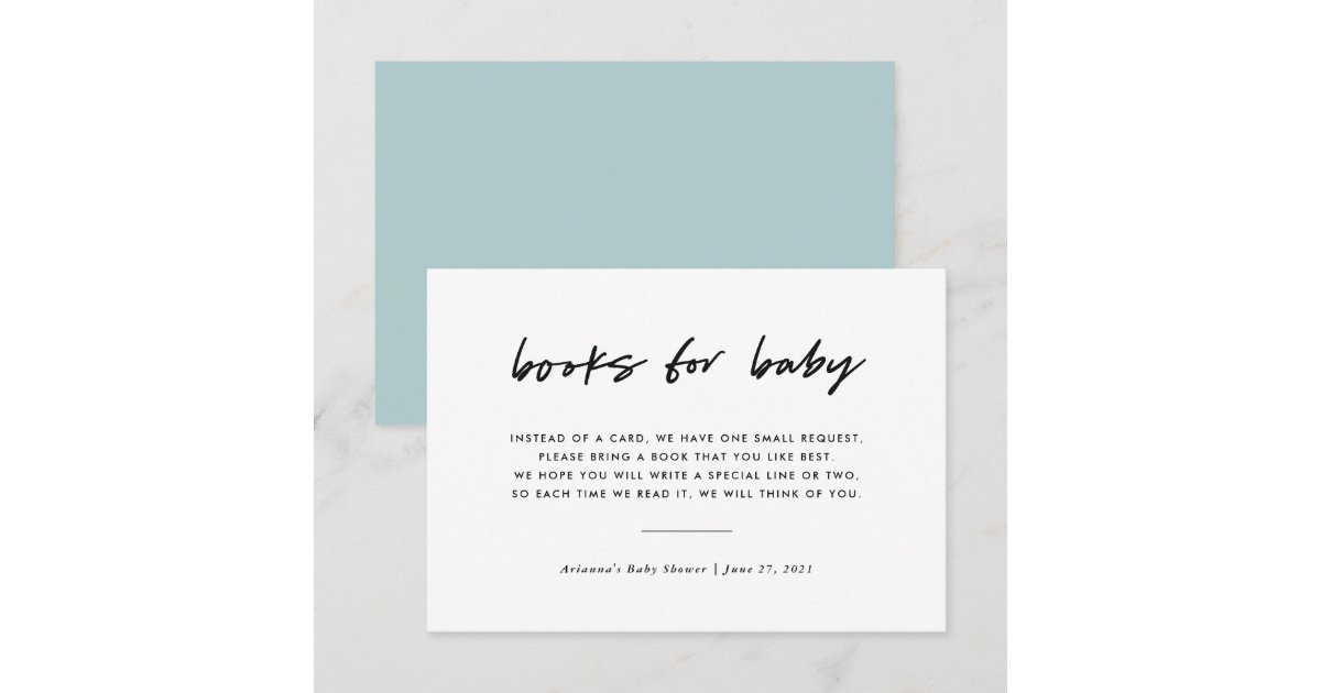 Modern Minimal Book Request Insert | Blue Invitation | Zazzle