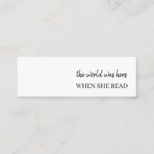 Modern Minimal Bookstore Promo Bookmark Design Mini Business Card