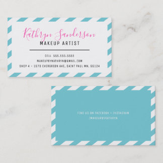 MODERN MINIMAL BORDER turquoise blue pink white Business Card