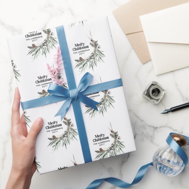 Modern minimal botanical Christmas elegant Wrapping Paper (Gifting)