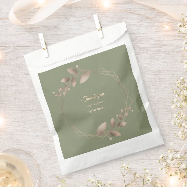 Modern Minimal Botanical Sage Green and  Favor Bag (Clipped)