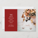Modern Minimal Bow Nice List Pet Christmas Photo Holiday Card