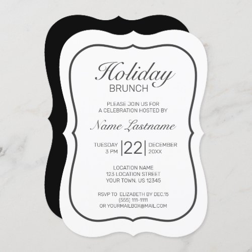 Modern Minimal Bracket Holiday Brunch Invitation