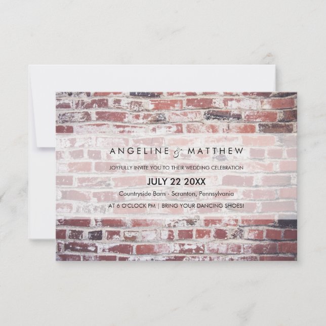 Modern & Minimal Bricks wedding Invite (Front)