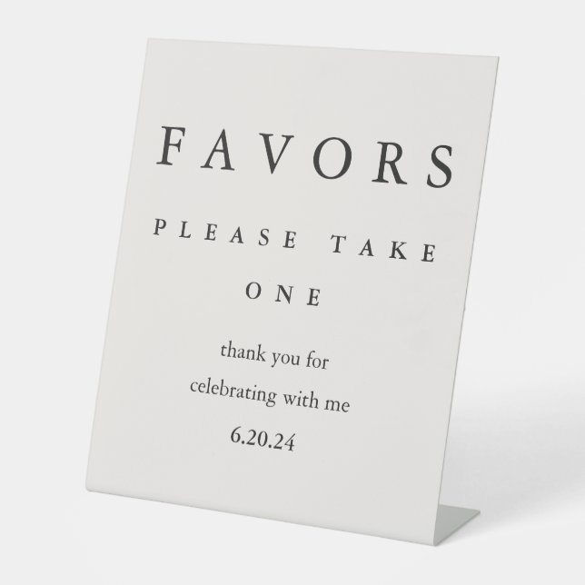 Modern Minimal Bridal Shower Favors Typography Pedestal Sign (Front)