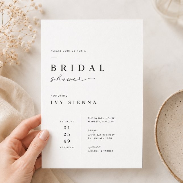 Modern Minimal Bridal Shower Invitation Template. (Creator Uploaded)