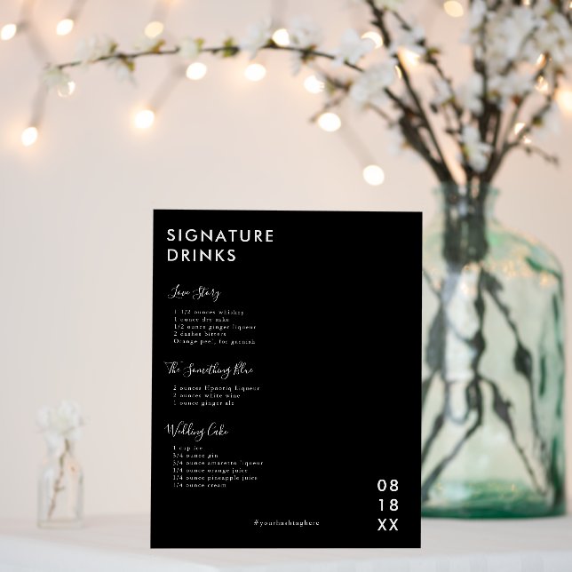 Modern Minimal | Bride & Groom Signature Drink Foa Foam Board (In Situ (Wedding))