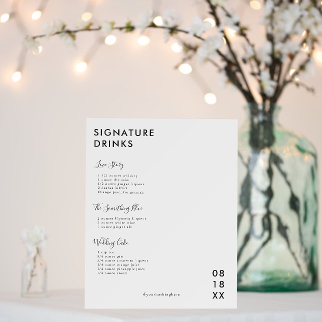 Modern Minimal | Bride & Groom Signature Drink Foam Board (In Situ (Wedding))