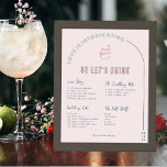 Modern Minimal | Bride & Groom Signature Drink Poster<br><div class="desc">Personalize this sign with the names of the bride and groom and their favorite drinks choice. Delightful, playful, and sweet! Indulge in a delectable summer color palette that combines candy-inspired shades with a touch of elegance. Reminiscent of cotton candy and sugary confections, candy pink, lace, and glacier blue set the...</div>