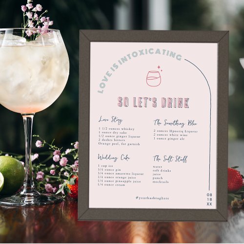 Modern Minimal  Bride  Groom Signature Drink Poster