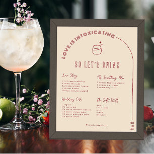 Modern Minimal   Bride & Groom Signature Drink Poster