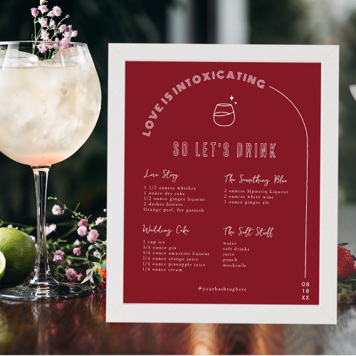 Modern Minimal  Bride  Groom Signature Drink Poster