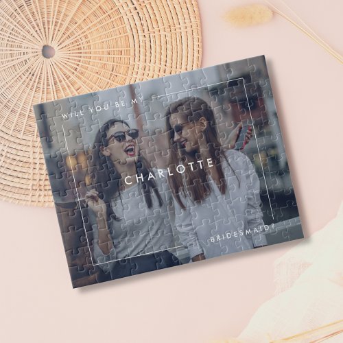 Modern Minimal Bridesmaid Proposal Full Photo Jigsaw Puzzle