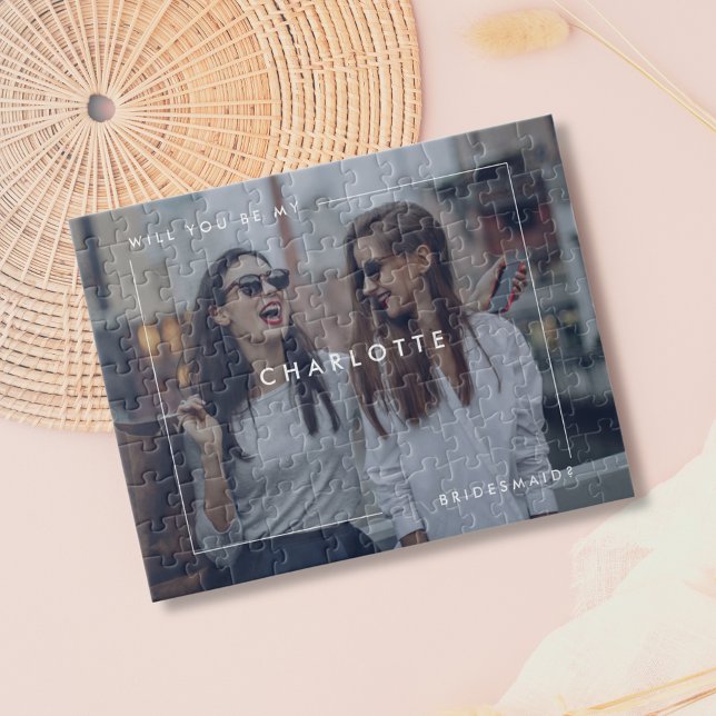 Modern Minimal Bridesmaid Proposal Full Photo Jigsaw Puzzle (Creator Uploaded)
