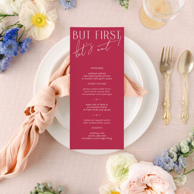 Modern Minimal Bright Magenta Wedding Menu (Creator Uploaded)