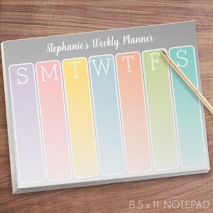 Modern Minimal Bright Weekly Planner with Name Notepad