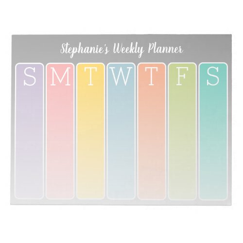 Modern Minimal Bright Weekly Planner with Name Notepad