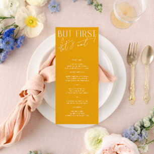Modern Minimal Bright Yellow Wedding Dinner Menu
