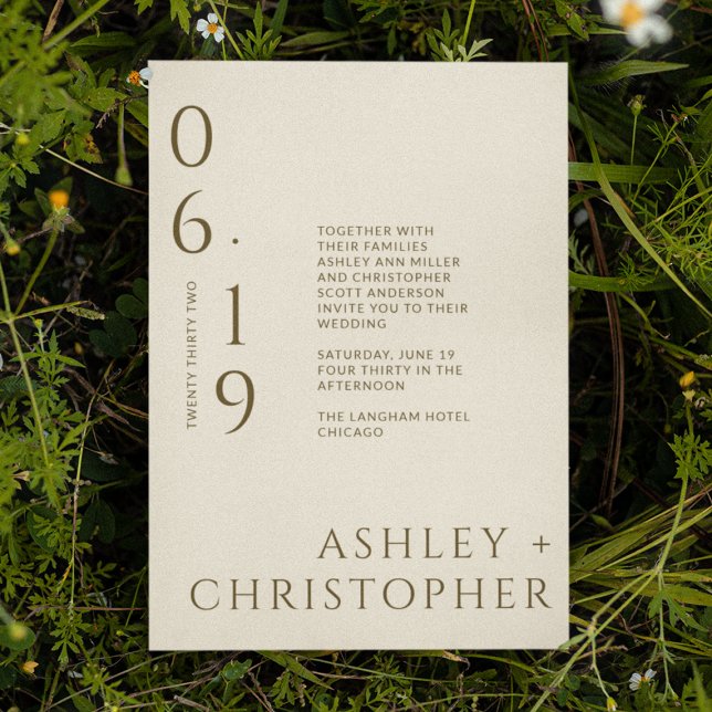 Modern Minimal Bronze & Gold Split Date Wedding Invitation (Creator Uploaded)