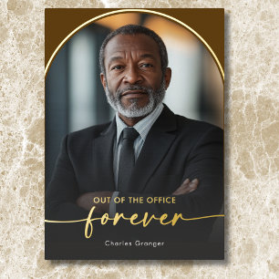 Modern Minimal Brown Retirement Party Foil Invitation