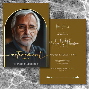 Modern Minimal Brown Retirement Party Foil Invitation