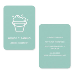 Modern Minimal Bucket Logo House Cleaning Maid Business Card