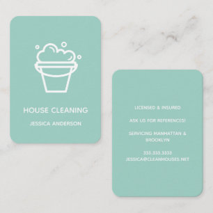 Modern Minimal Bucket Logo House Cleaning Maid Business Card