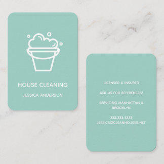 Modern Minimal Bucket Logo House Cleaning Maid Business Card
