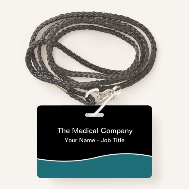 Modern Minimal Budget Staff Name Badges (Front with Lanyard)