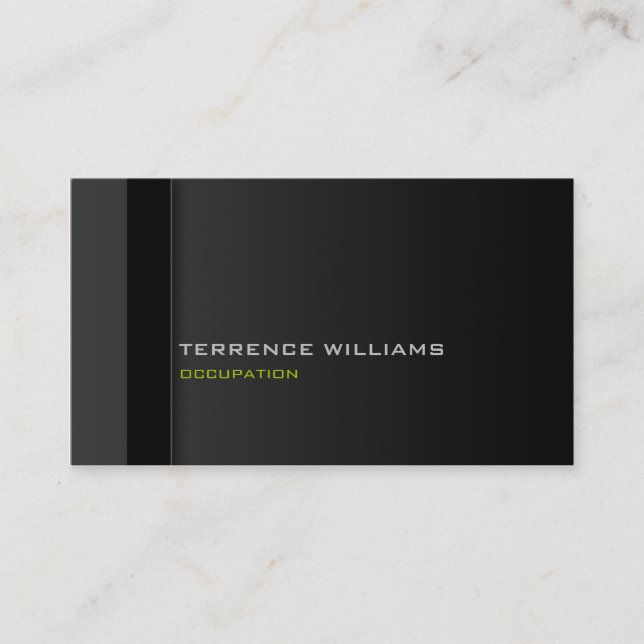 Modern minimal business card template Black Green (Front)