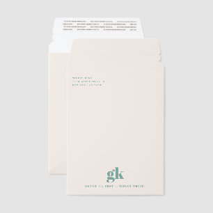 Modern Minimal Business Monogram Mint Green Envelope Mailers
