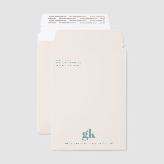 Modern Minimal Business Monogram Mint Green Envelope Mailers
