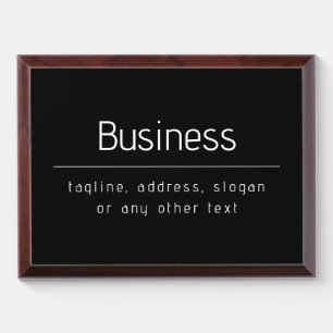 Modern Minimal Business Name & other Info   Black Award Plaque