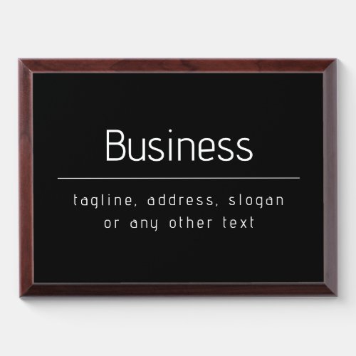 Modern Minimal Business Name  other Info  Black Award Plaque