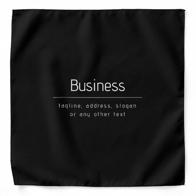 Modern Minimal Business Name & other Info | Black Bandana (Front)