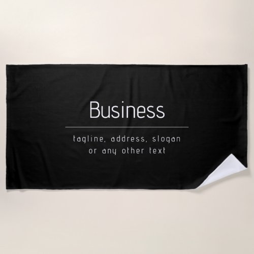 Modern Minimal Business Name  other Info  Black Beach Towel