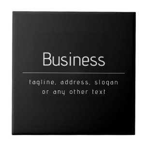 Modern Minimal Business Name & other Info Black Ceramic Tile