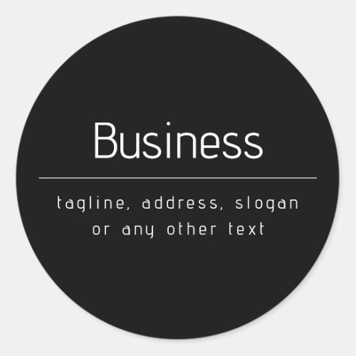 Modern Minimal Business Name  other Info  Black Classic Round Sticker