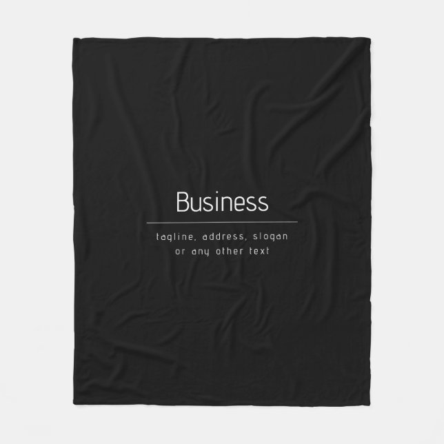Modern Minimal Business Name & other Info | Black Fleece Blanket (Front)