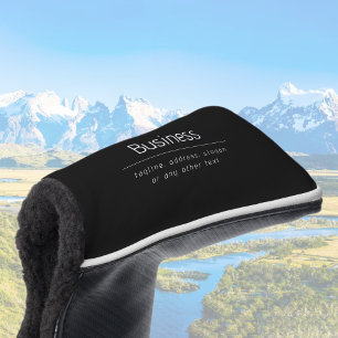 Modern Minimal Business Name & other Info   Black Golf Head Cover